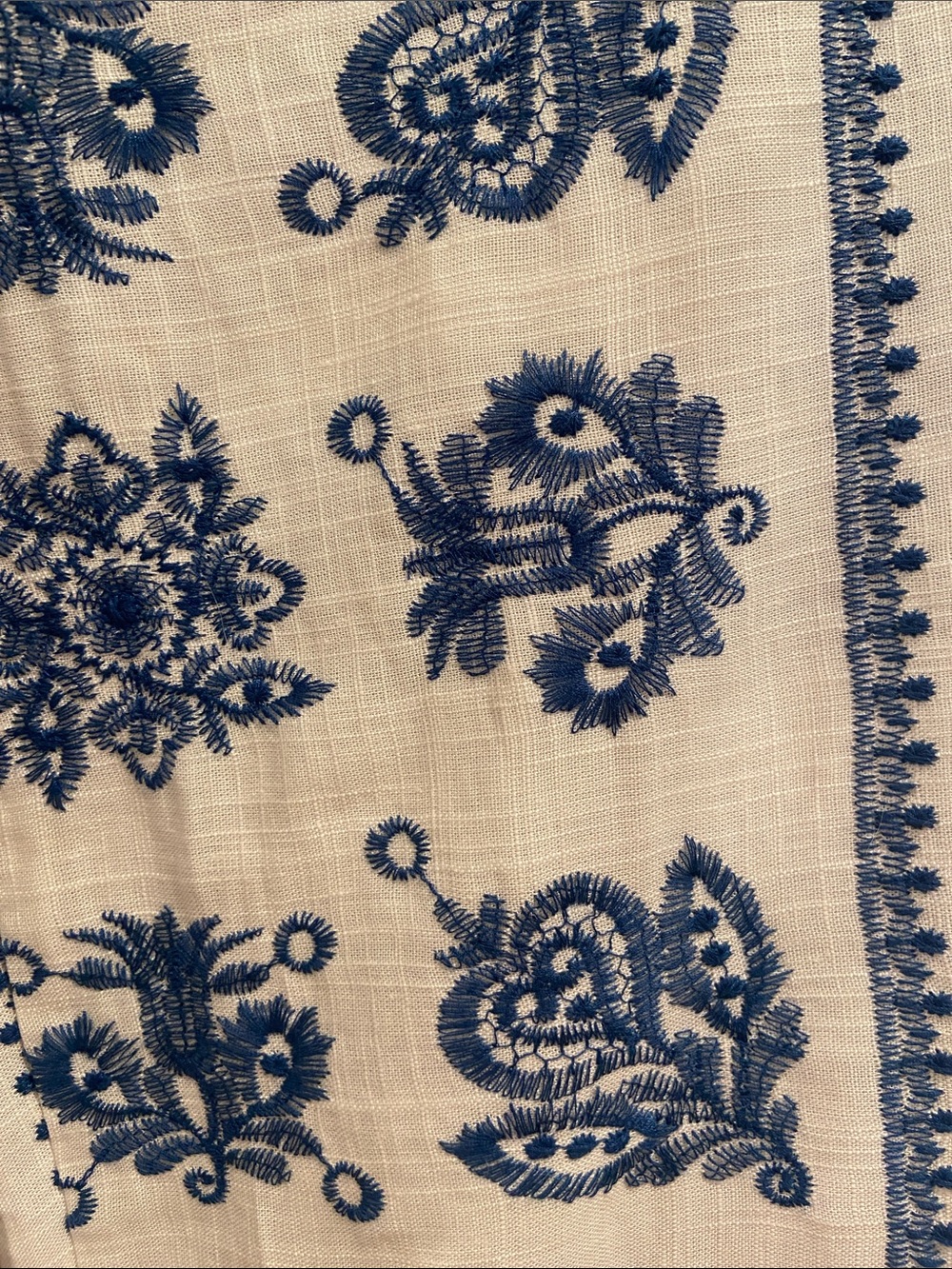 Joie Cream Wide-Leg Printed Ankle Pants with Blue Motif - Picture 5 of 5